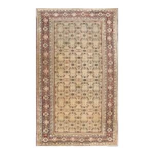 Transcendental Light Blue and Beige Color With Floral Design Antique Agra Rug