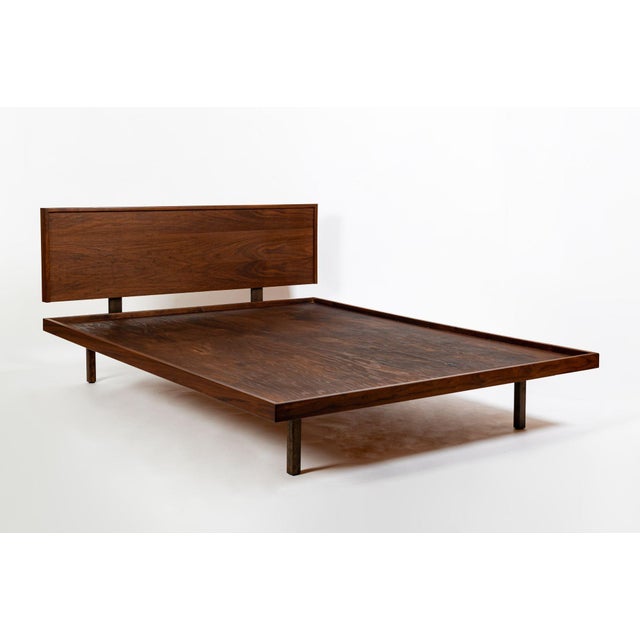 Vintage Mid-Century Walnut Wood Platform Bed by Richard Artschwager (Attr.) 1950s For Sale - Image 9 of 15