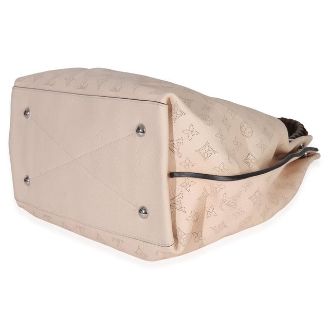Animal Skin Creme Monogram Mahina Carmel Hobo For Sale - Image 7 of 8