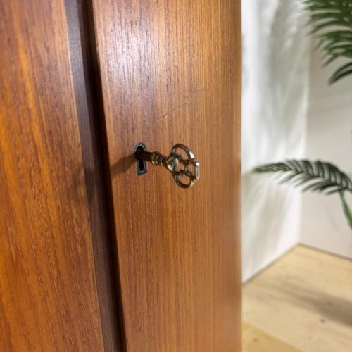 Mid-Century Modern Teak Corner Cabinet with Doors For Sale - Image 9 of 10