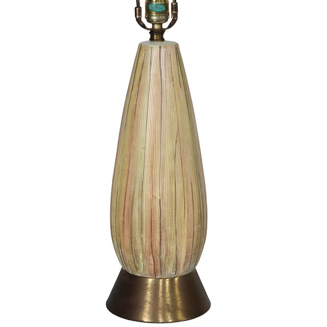 Mid-Century Modern Mid Century Ceramic Table Lamp in Textured Polychrome Surface C 1950's For Sale - Image 3 of 9