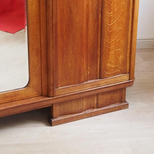 Vintage Art Deco Three-Door Wardrobe with Mirrored Door, 1930s For Sale - Image 4 of 18