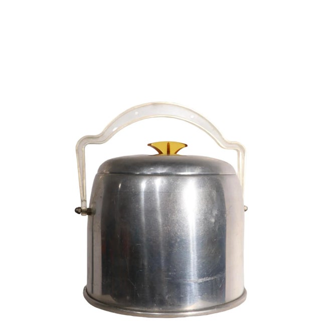 Vintage Mid Century Aluminum and Lucite Ice Bucket For Sale In New York - Image 6 of 10