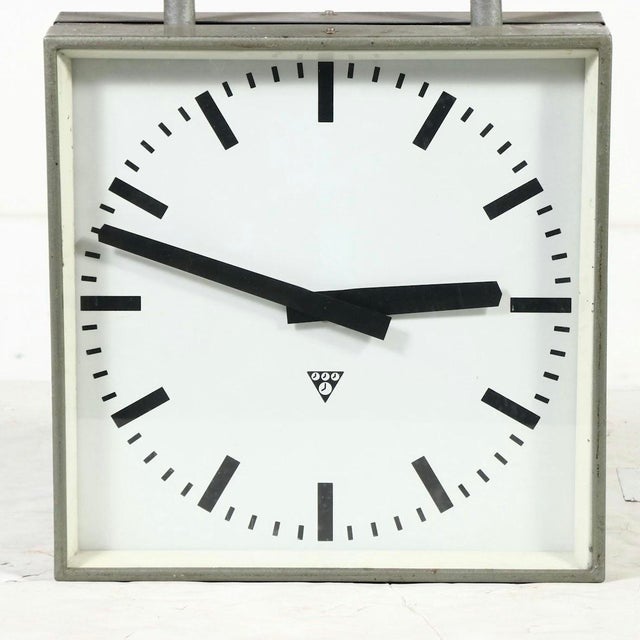 Mid 20th Century Pragotron Vintage Ceiling Clock Double Midcentury Retro Industrial Railroad Wall For Sale - Image 5 of 12