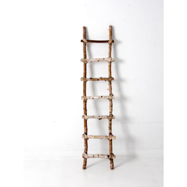 Farmhouse Vintage Rustic Birch Ladder For Sale - Image 3 of 12