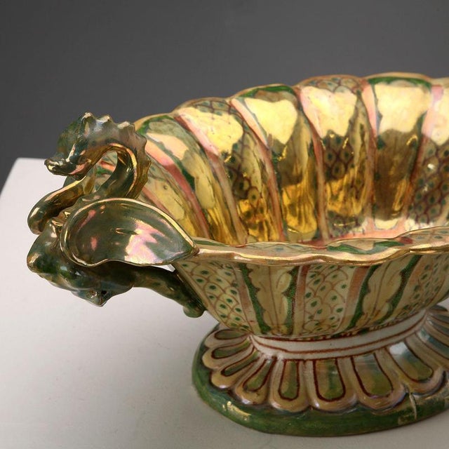 Ceramic Lustered Majolica Centerpiece by Alberto Rubboli For Sale - Image 7 of 11
