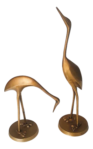 Vintage Crane Figures in Brass and Metal, 1950s, Set of 2