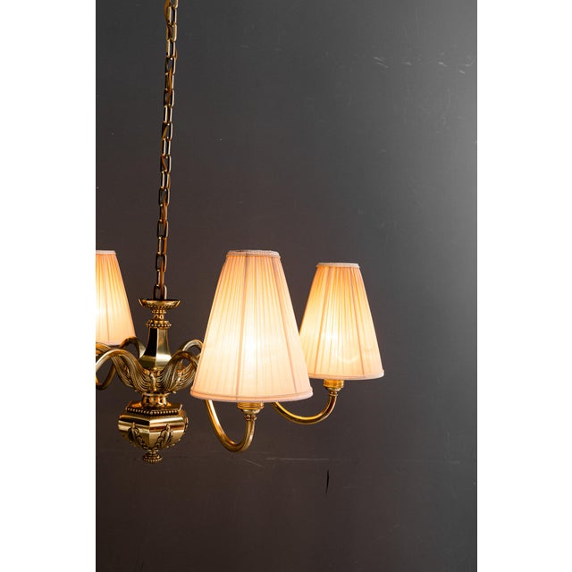 1920s Art Deco Chandelier with Fabric Shades, Vienna, 1920s For Sale - Image 5 of 18