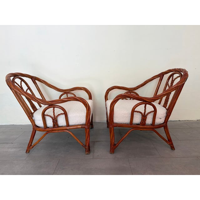 1970s Twisted Rattan Armchairs, 1970s, Set of 2 For Sale - Image 5 of 14