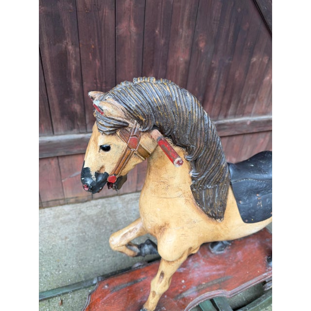 Antique Rocking Horse in Wood, 1940 For Sale - Image 7 of 18