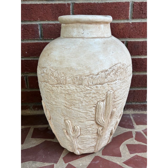 Postmodern 1980s Southwestern Cactus Plaster Floor Vase For Sale - Image 3 of 10