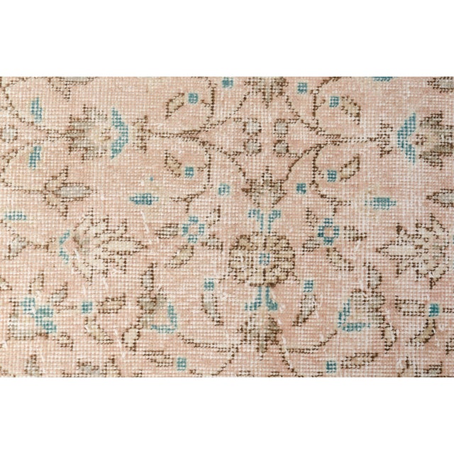 Mid 20th Century Muted Oushak Turkish Rug, Faded Peach and Teal Area Rug For Sale - Image 6 of 10