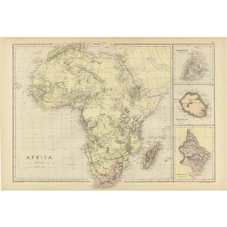 Antique Map of Africa with Insets of Mauritius, Reunion and Natal, 1882 For Sale