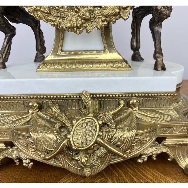 Gold Louis XV Brass Marble Garniture Set with Candelabras, Set of 3 For Sale - Image 8 of 18