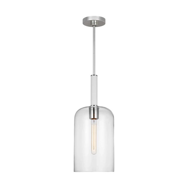 2020s Kate Spade by Visual Comfort Studio Monroe Cylinder Pendant, Polished Nickel For Sale - Image 5 of 5