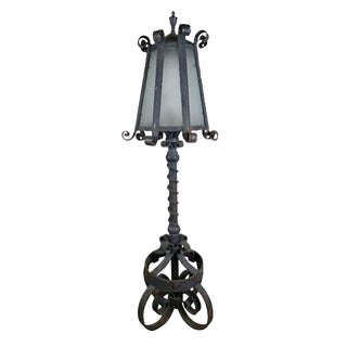 Spanish Wrought Iron Standing Lantern For Sale
