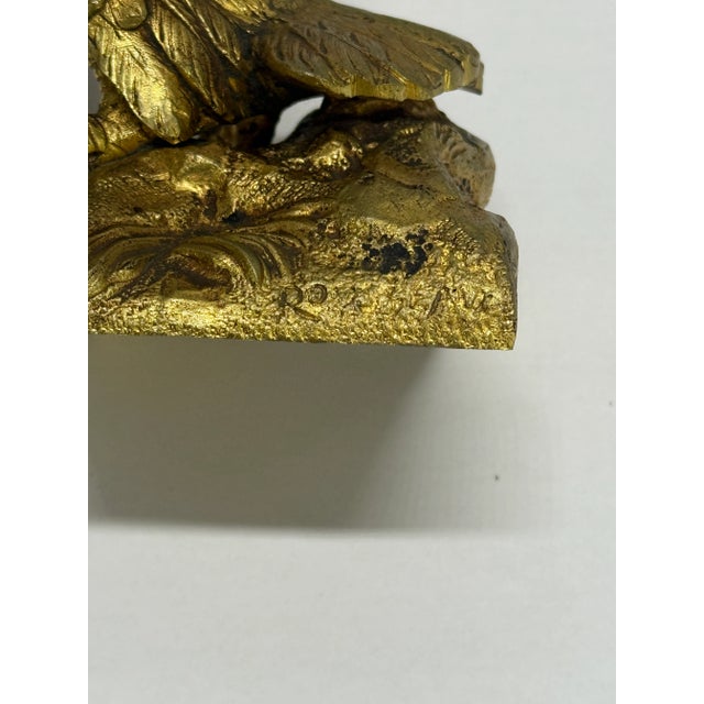Napoleon III Gilt Bronze Eagle Sculpture Signed Rousseau C. 1870 For Sale - Image 4 of 10