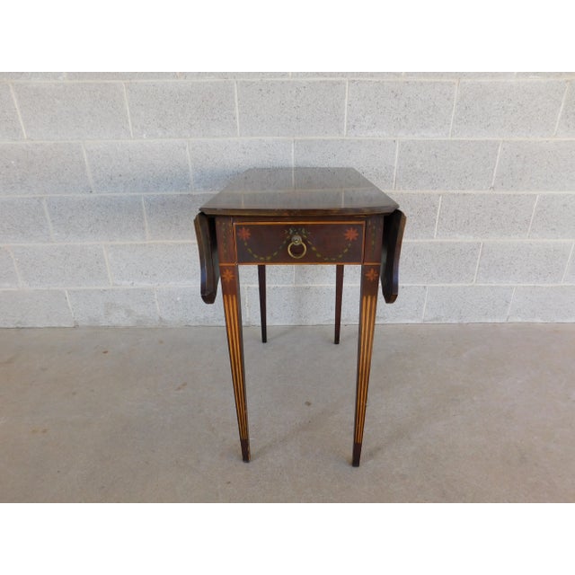 Late 19th Century Antique Mahogany Hepplewhite Style Paint Decorated Pembroke Table For Sale - Image 5 of 13