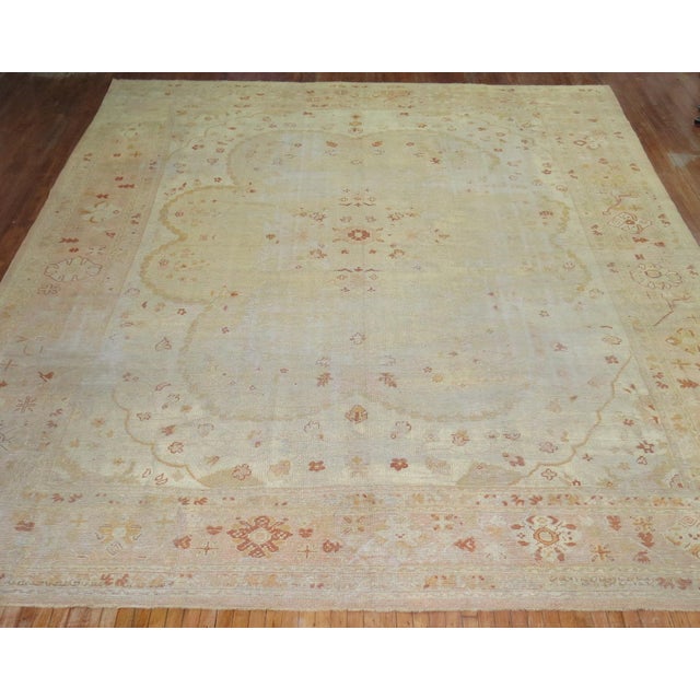 Oversize Neutral Large Antique Turkish Oushak Rug - 13' x 16'9" For Sale In New York - Image 6 of 6