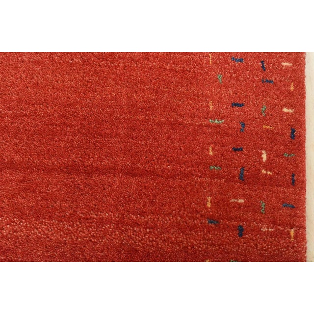 Red Gabbeh Rug 2’10” X 5’2” Red Wool Contemporary Hand-Knotted Carpet For Sale - Image 8 of 12