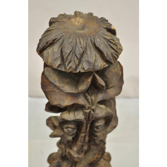 Black Late 20th Century Primitive Carved Wood Figural Tiki Totem Kinetic Wobbly Balancing Art Sculpture For Sale - Image 8 of 11