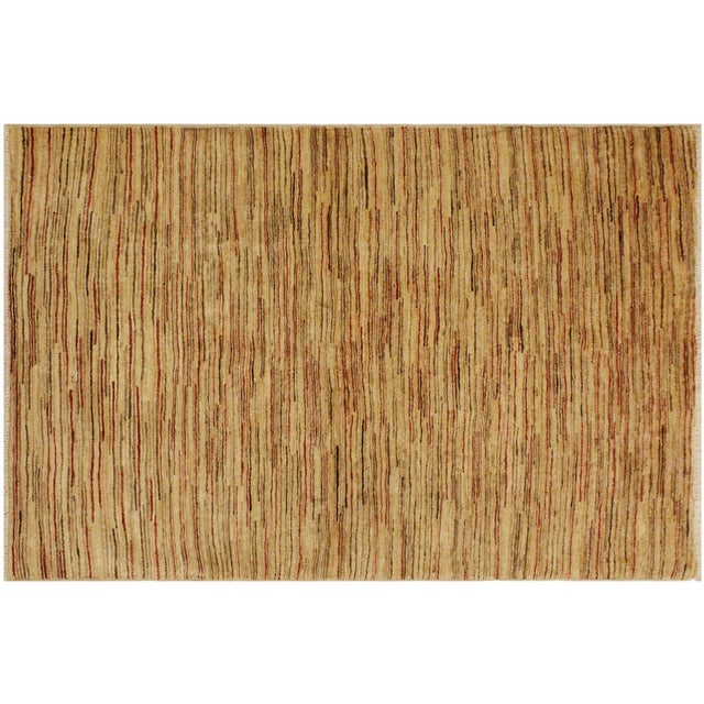 Modern Gabbeh Beige/Brown Wool Rug - 3'11'' X 5'3'' For Sale - Image 9 of 10