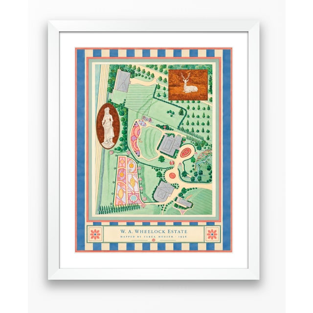 Atelier Aria Lumae the Grand Estate Cartography Set of 2 Shore Estate Faux Checkered Border Fine Art Hge Gallery Board Print 34" X 18" Wallspace For Sale - Image 4 of 18