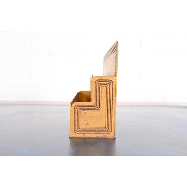 Metal Tiffany Studios New York Graduate Pattern Bronze Doré Letter Rack For Sale - Image 7 of 12