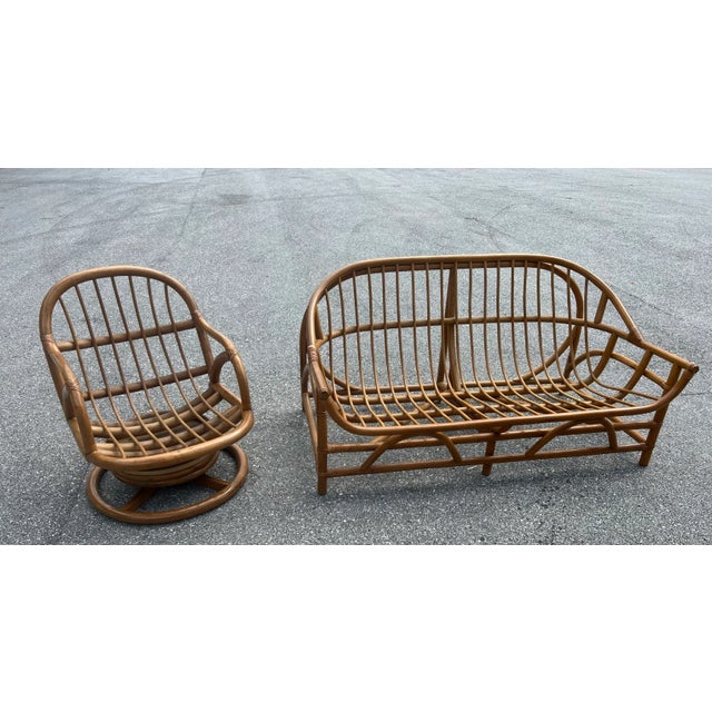 Wood Mid 20th Century Vintage Bamboo Rattan Sofa Only For Sale - Image 7 of 7