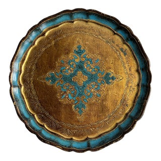 Blue Florentine Round Tray For Sale