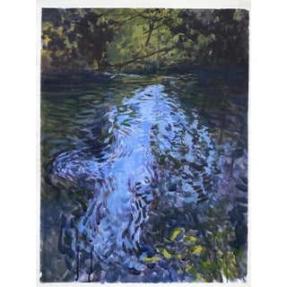 Impressionist Style Painting on Paper Part of the Moving Waters Series For Sale