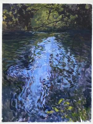 Impressionist Style Painting on Paper Part of the Moving Waters Series