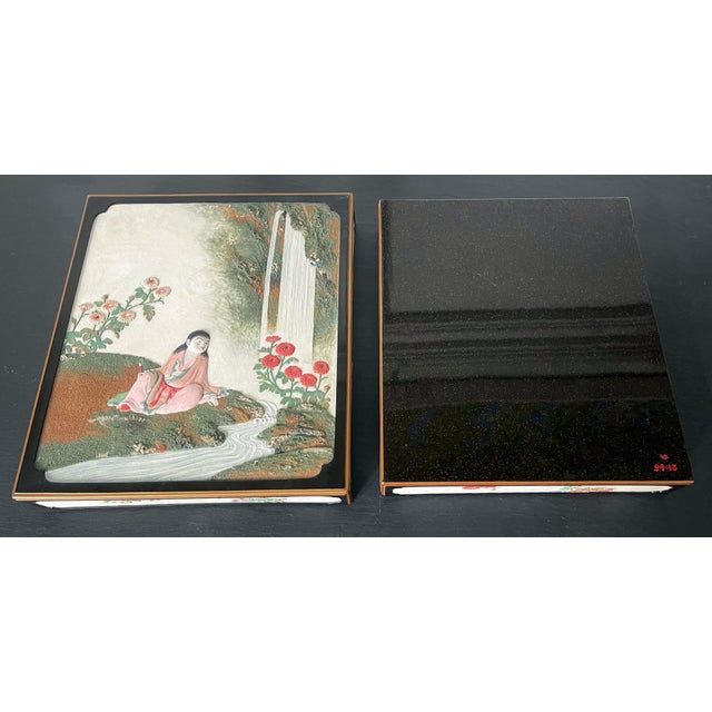 Rare Japanese Lacquer Writing Box Suzuribako Meiji Period For Sale - Image 4 of 18