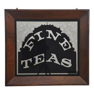 Antique Oak Advertisement Mirror For Sale
