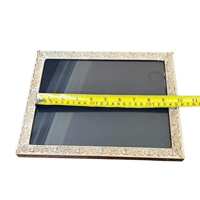 Ivory Vintage Large Ivory & Gold Brass Picture Frame With Embossed Acanthus Leaf Motif – 8" X 10" For Sale - Image 8 of 11