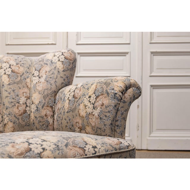 Textile Vintage Danish Wingback Chair with Jacquard Fabric, 1940s For Sale - Image 7 of 15