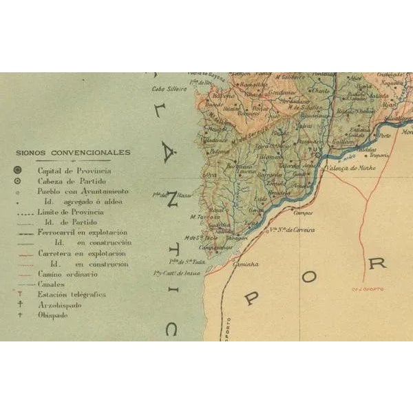 This original old map of over 100 years old depicts the province of Pontevedra as it was in 1902. Pontevedra is located in...
