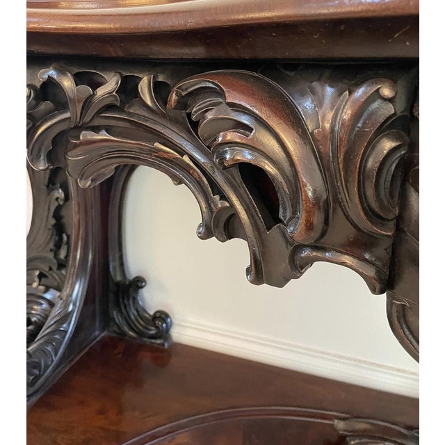 Large Antique Victorian Console Table in Carved Mahogany with Mirror Back For Sale - Image 10 of 18