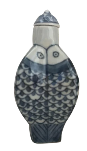 Chinese Blue & White Porcelain Koi Fish Bottle