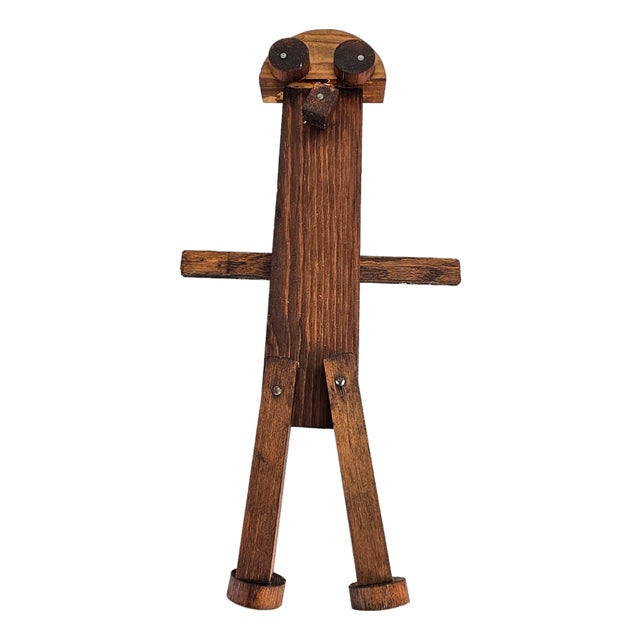 Handmade Outsider Folk Art Wood Plank Wall Figure, Rustic Primitive, 16.5-Inch For Sale