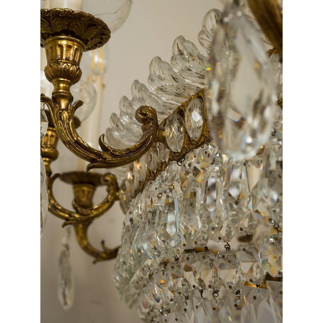 Large Empire Style Oval Crystal 16-Light Hot Air Balloon Chandelier, 1940s For Sale - Image 6 of 18