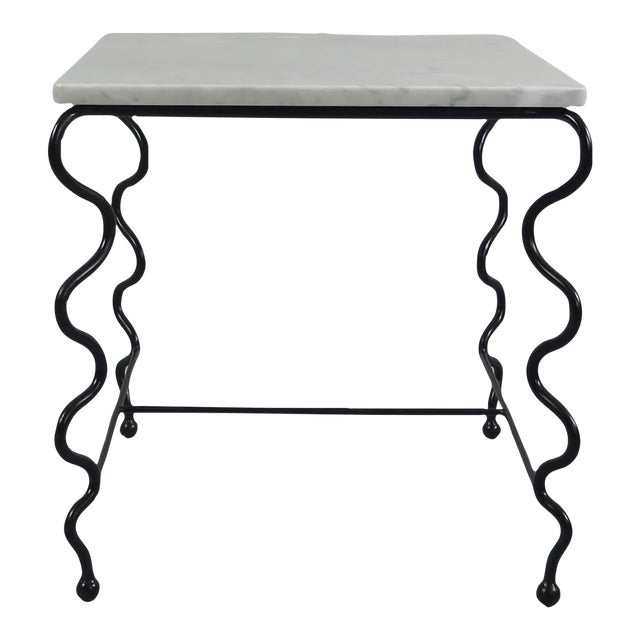 Serpentine' Cocktail Table With White Carrara Top For Sale