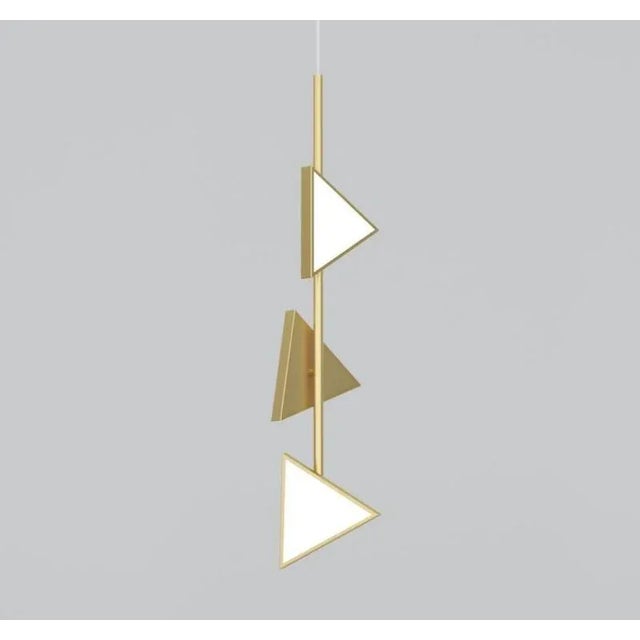 Contemporary Lines and Triangles Brass Pendant Light by Atelier Areti For Sale - Image 3 of 7