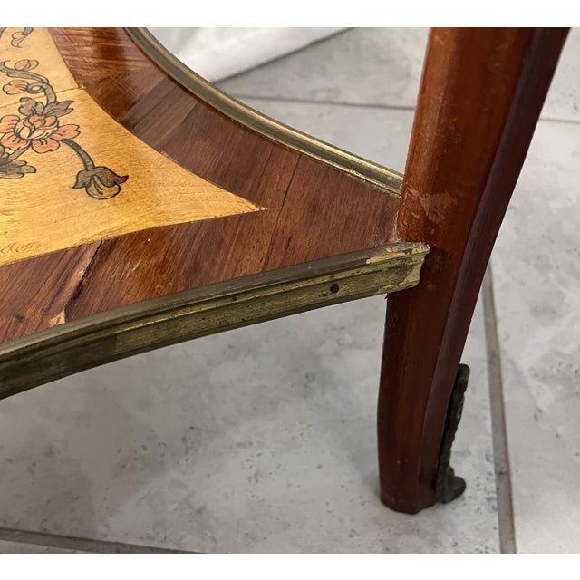 Wood Mid-Century French Louis XV Style Marquetry Side Tables For Sale - Image 7 of 16