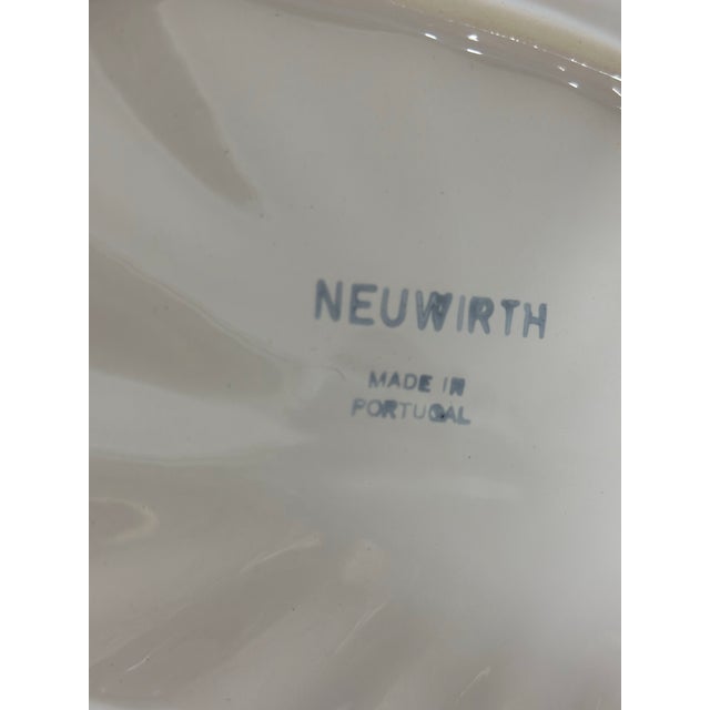A lovely vintage white glazed ceramic oval platter by Neuvirth of Portugal, featuring an elegant woven basket motif with...