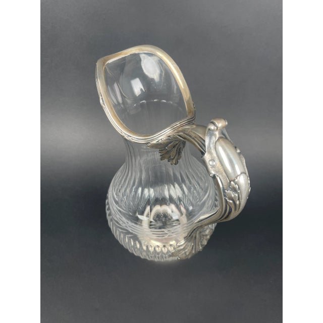 Metal 19th Century French Sterling Silver & Crystal Pitcher by Tetard Freres For Sale - Image 7 of 12