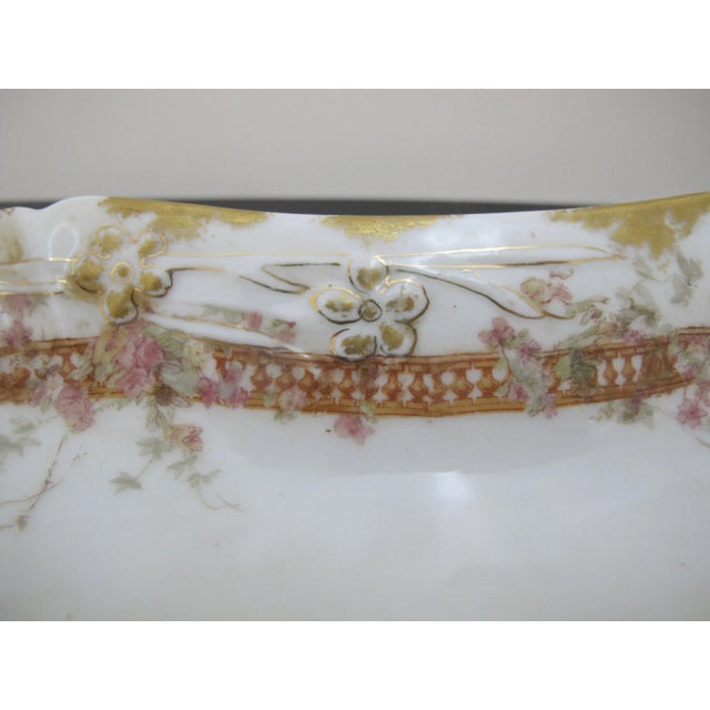 Haviland Limoges Pink &Yellow Flower Gold Trim Porcelain 8 3/4" Dish Tray For Sale In Portland, OR - Image 6 of 6