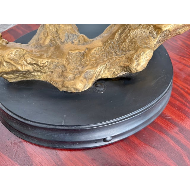 Late 20th Century Late 20th Century Solid Brass Ram Statue on Wood Base For Sale - Image 5 of 8