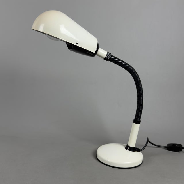 Adjustable White Metal Desk Lamp, 1970s For Sale - Image 4 of 12