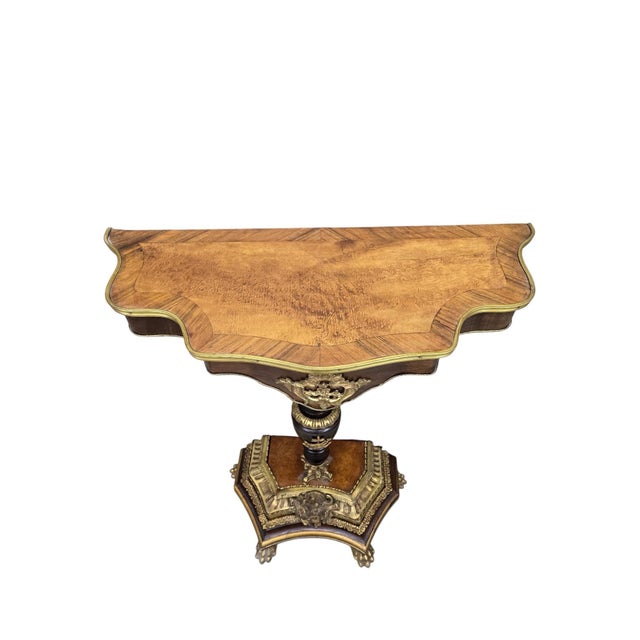 Rococo Vintage French Louis XV Style Walnut & Gilt Bronze Console Table For Sale - Image 3 of 10